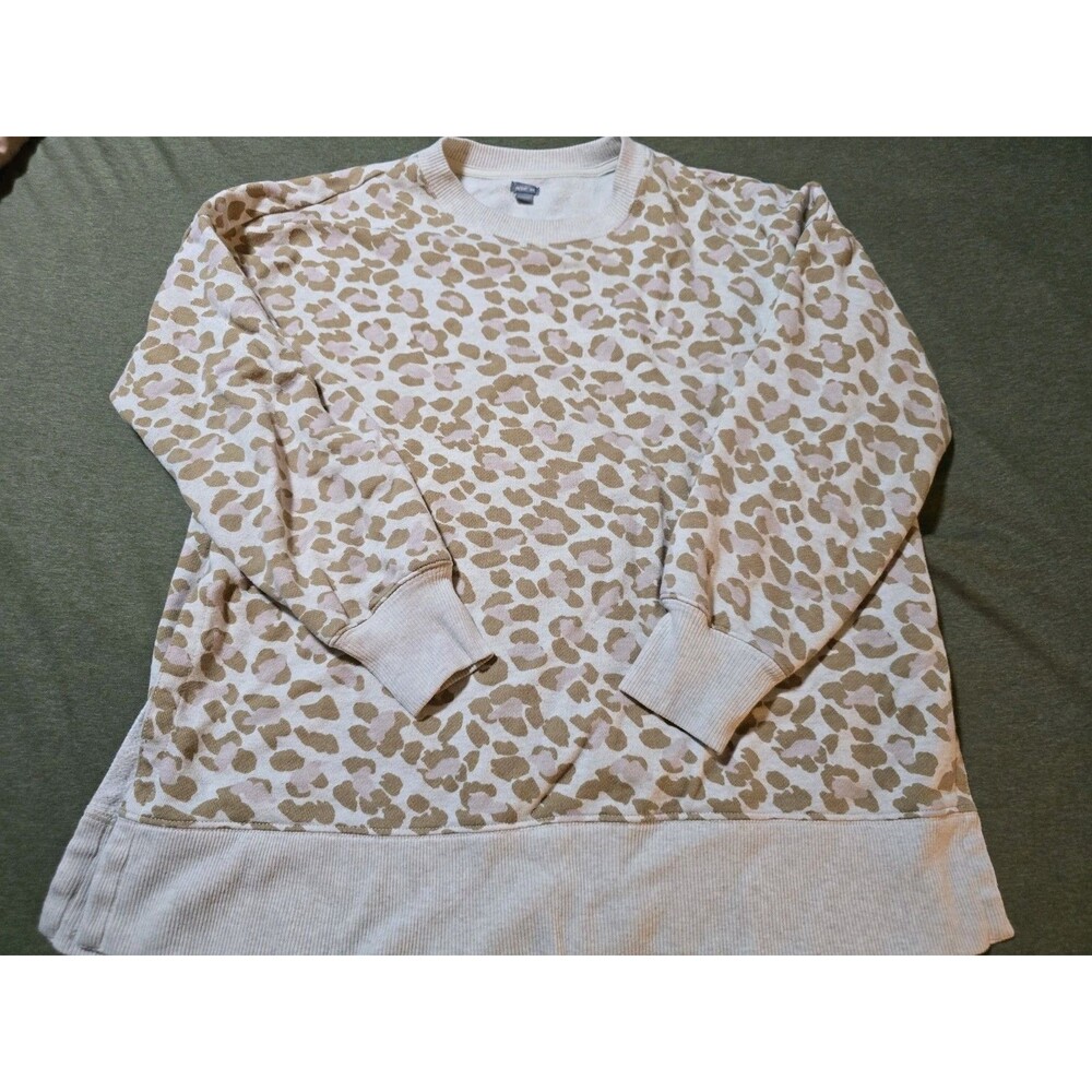 Aerie Medium Leopard Print Crewneck Sweater Athleisure Loungewear Cozy